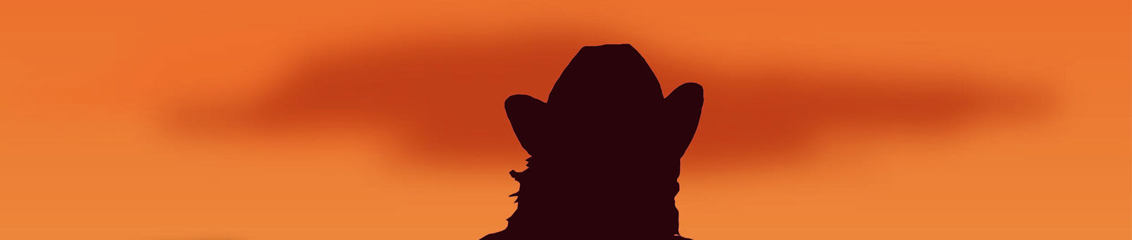 Ombre d'une femme avec des pistolets à la taille et un chapeau 