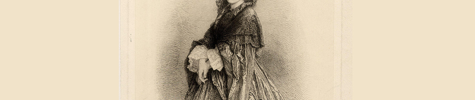 Portrait de Juliette Adam, gravure de Léopold Flameng, 1863