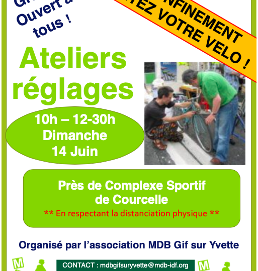 Affiche atelier réglage de vélos de MDB Gif-sur-Yvette
