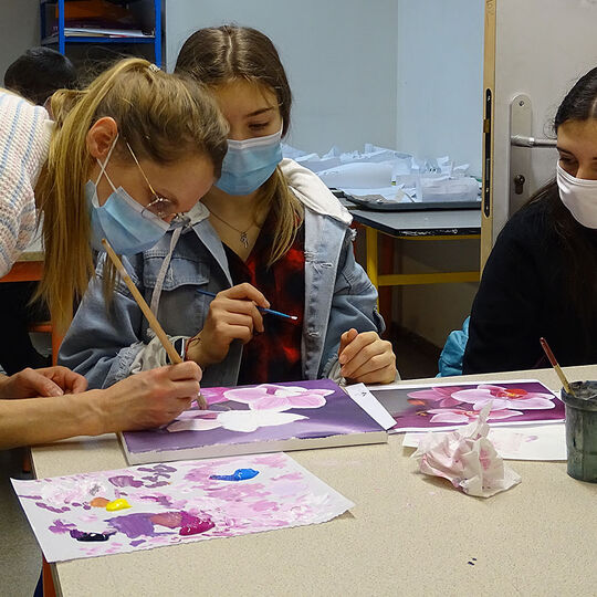 PACTE - Séances de pratique artistique avec la peintre Mireille Blanc - Collège Juliette Adam - Janvier 2021