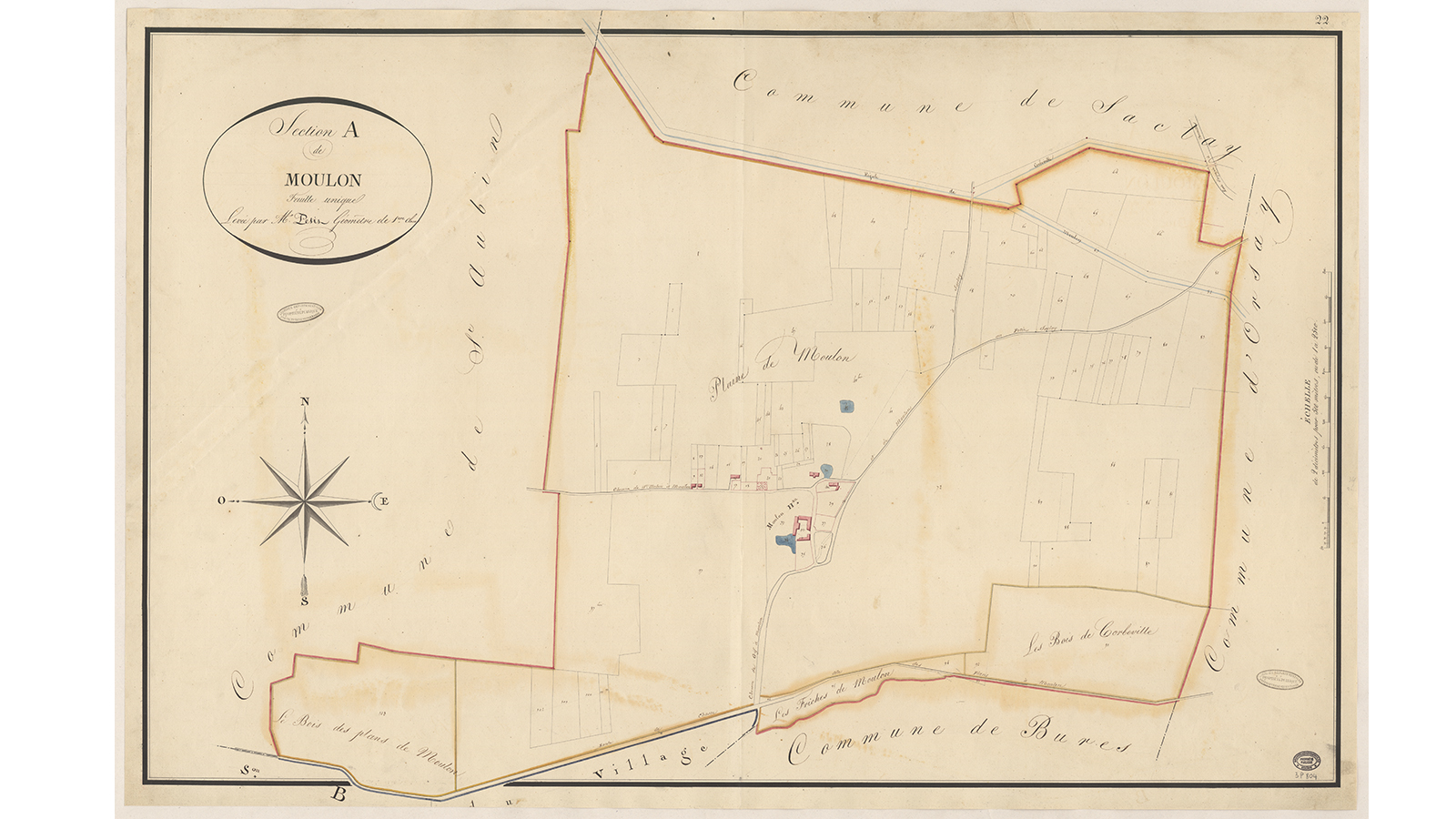 Extrait du cadastre napoléonien, Section A : Moulon, 1809