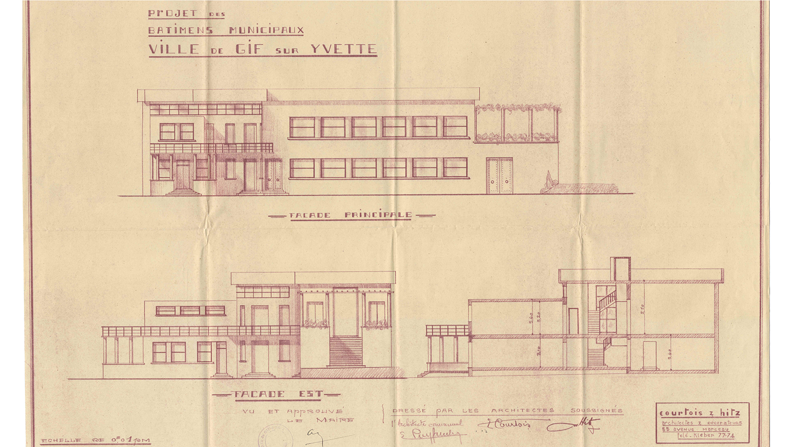 Projet de bâtiment des services municipaux,1937. Archives municipales